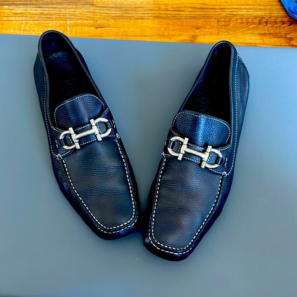 Black leather Ferragamo men’s shoes
